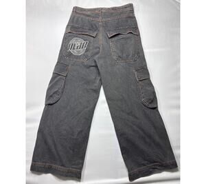 A-LAB Men's 26 Mega Wide Leg Cargo Gray Jeans Y2K Retro - 36 (36x34)
